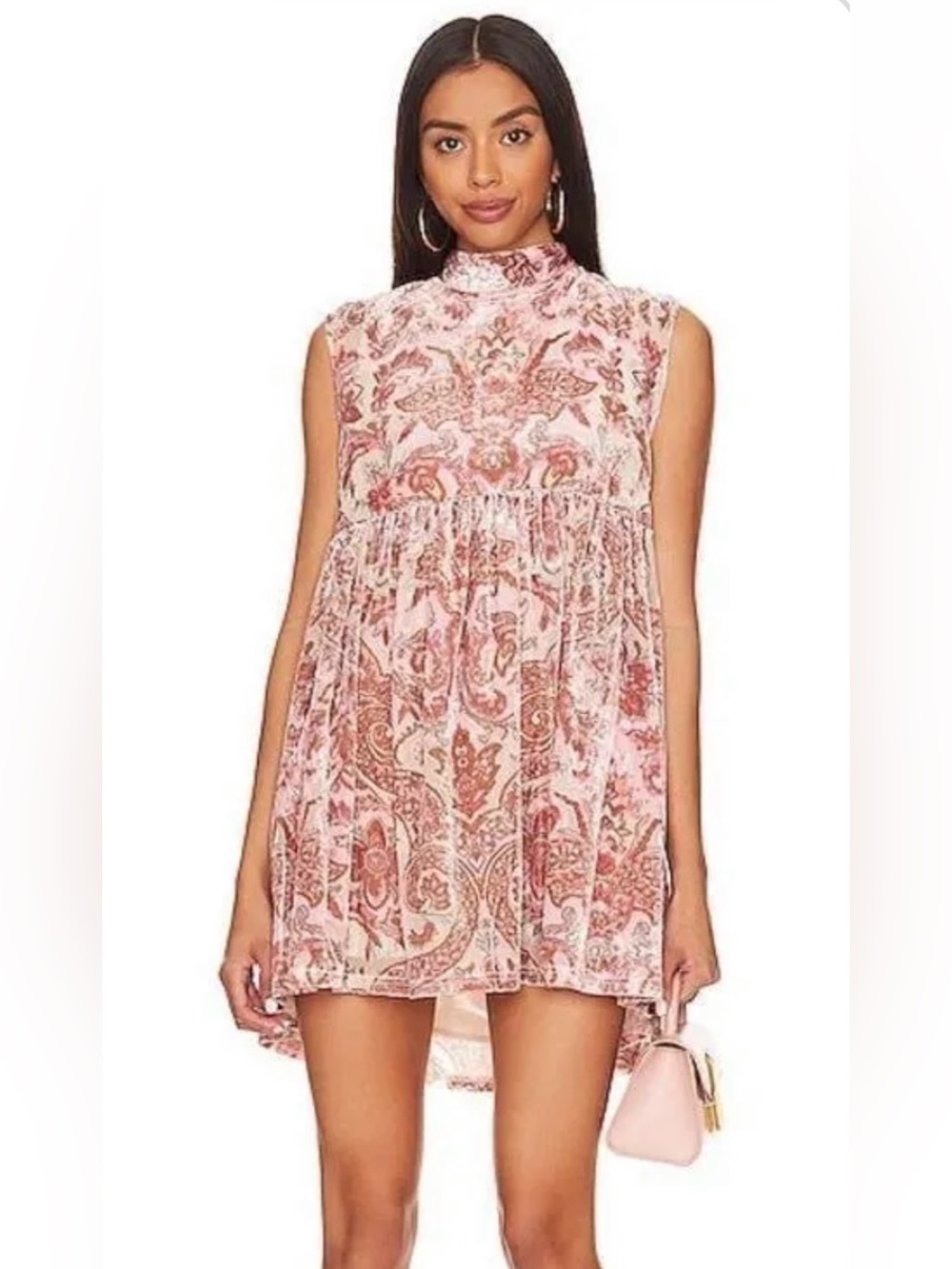 Free People pink paisley velvet dress